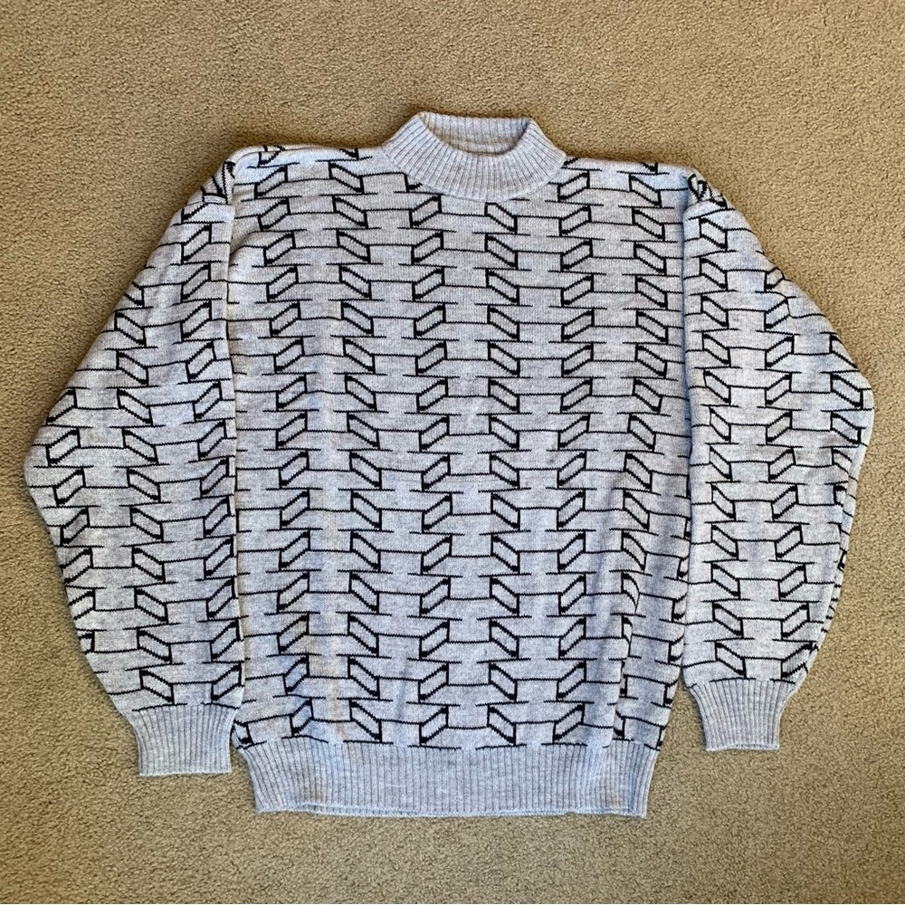 SWEATERS Brand Men’s Sweater Sz L Acrylic & Nylon Geometric Pattern Soft Thick